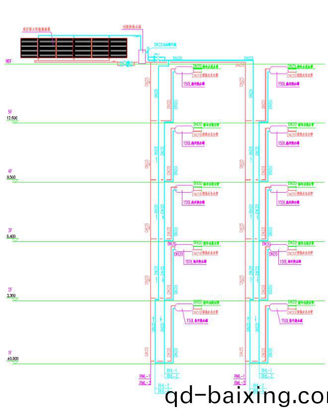集中集(ji)熱分戶儲熱開式係統原理圖